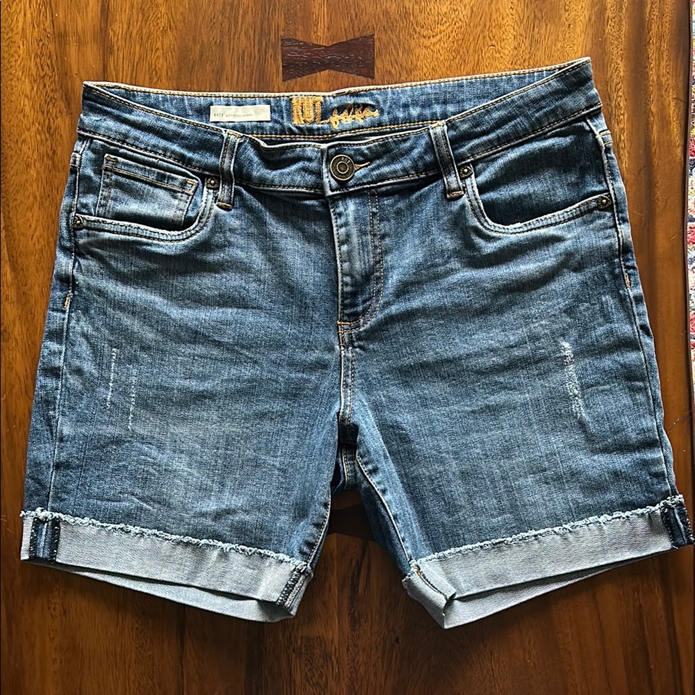 Kut from the Kloth Blue Jean Shorts Distressed Cuffed